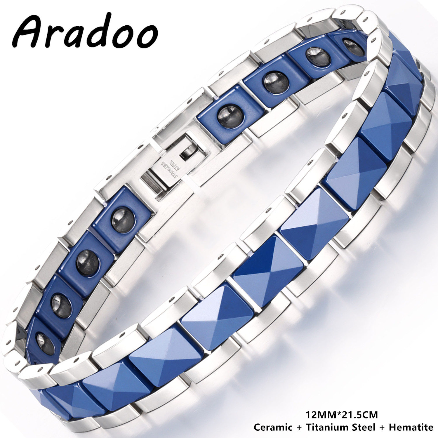 Ceramic Link Bracelet - ARADOO Pulsera de acero de titanio